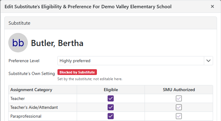 Substitute's Own Setting