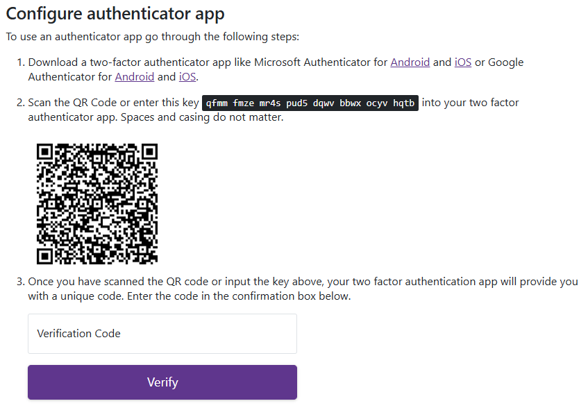 Manage Account 2FA Verification