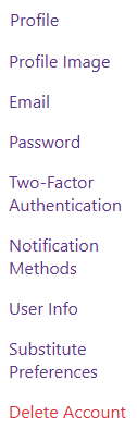 Manage Account navigation