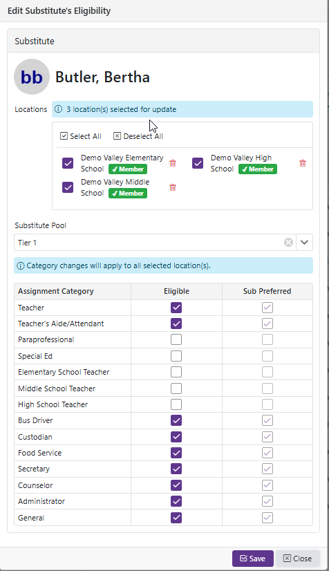 ManageClientSubstitutePoolAssign