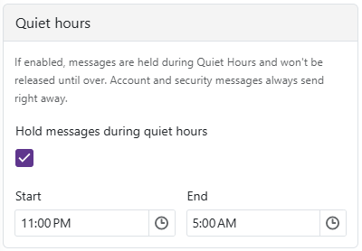 Notification Preferences Quiet Hours